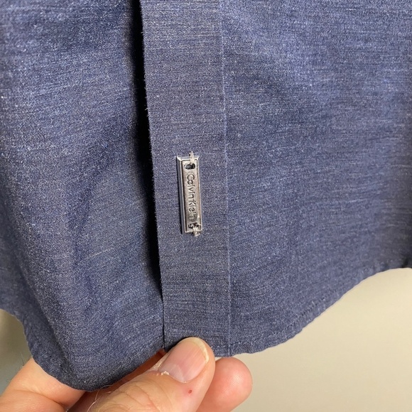 Calvin Klein Dark Navy Men's Premium Long Sleeve Button Up‎ Shirt Size Large - Picture 4 of 12